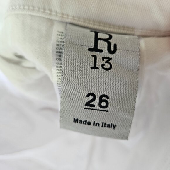 R13 Mid Rise Boy Skinny Jeans -  White SZ 26 Designer Luxury Denim Italy - Picture 9 of 12